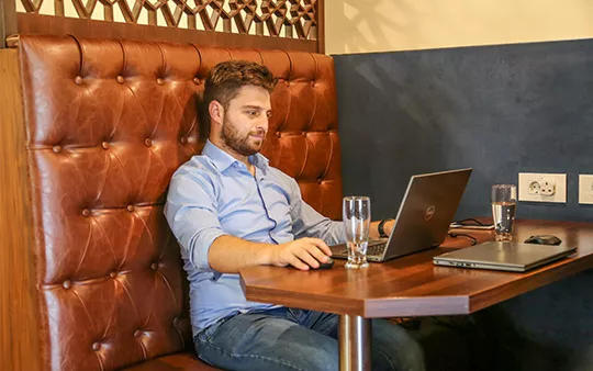 Coworking Space at Beirut Souks with people networking, collaborating, or working at dedicated desks with a luxury fit out.